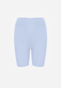 Born2be - Niebieskie Szorty Kolarki z Wysokim Stanem o Modelującym Fasonie Kimolodia. Okazja: na co dzień. Stan: podwyższony. Kolor: niebieski. Styl: casual #3