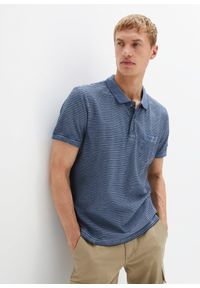bonprix - Koszulka polo z efektem sprania, krótki rękaw. Typ kołnierza: polo. Kolor: niebieski. Długość rękawa: krótki rękaw. Długość: krótkie. Styl: vintage, elegancki #1
