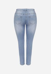 Born2be - Niebieskie Jeansy z Ozdobnymi Przetarciami o Fasonie Skinny Neveatam. Okazja: na co dzień. Kolor: niebieski. Styl: casual, elegancki #3