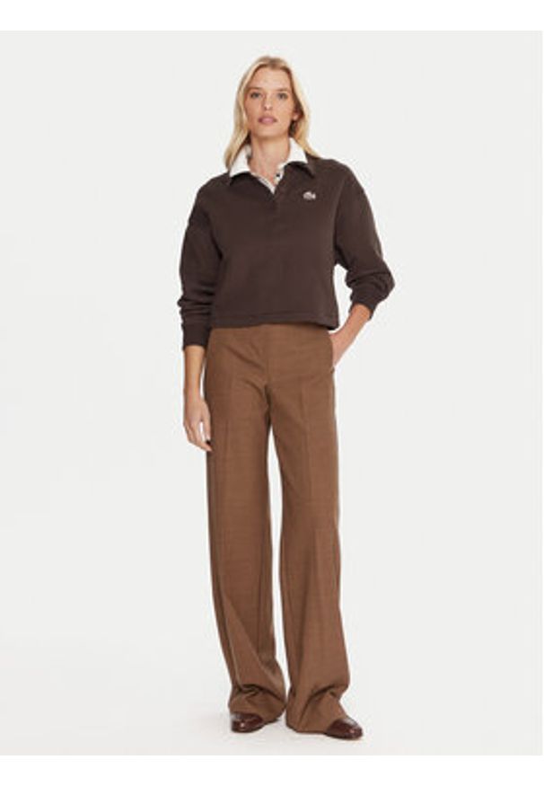 Lacoste Bluza SF5275 Brązowy Relaxed Fit. Kolor: brązowy. Materiał: bawełna