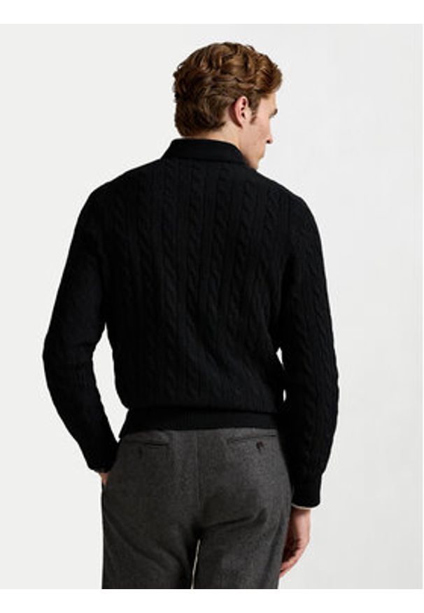 Polo Ralph Lauren Sweter 710974165001 Czarny Regular Fit. Typ kołnierza: polo. Kolor: czarny. Materiał: wełna