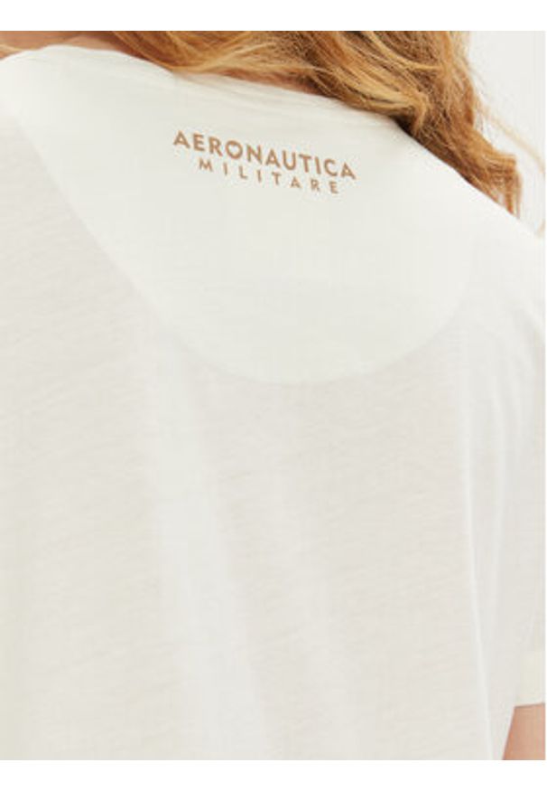 Aeronautica Militare T-Shirt 241TS2233DJ510 Beżowy Regular Fit. Kolor: beżowy. Materiał: bawełna