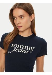 Tommy Jeans T-Shirt Essential DW0DW19447 Granatowy Slim Fit. Kolor: niebieski. Materiał: bawełna