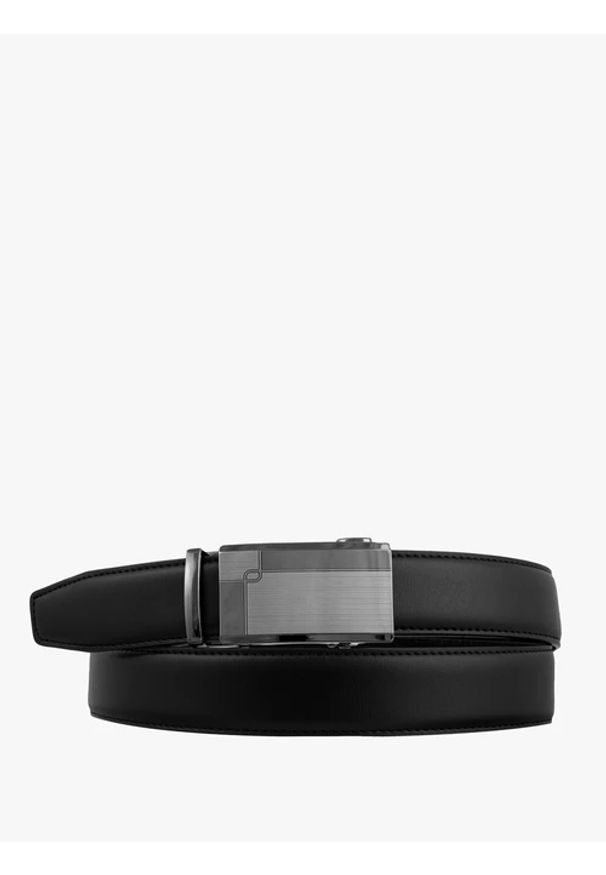 Ryłko - Czarny pasek ze skóry licowej. Kolor: czarny. Materiał: skóra. Styl: klasyczny, street