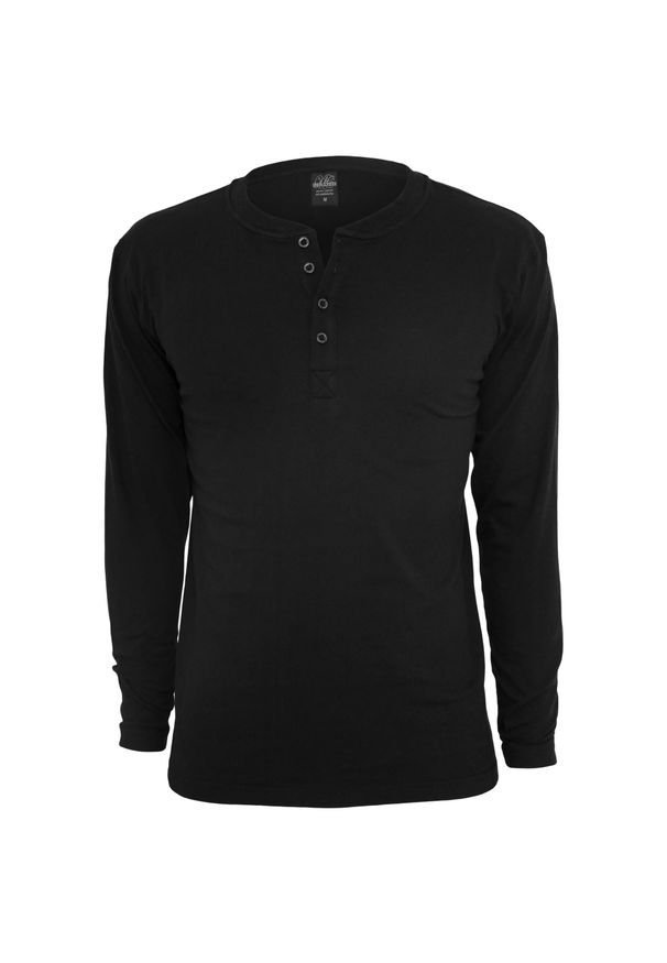 Urban Classics - Męska Koszulka Z Długim Rękawem Basic Henley. Typ kołnierza: typu henley. Kolor: czarny. Długość rękawa: długi rękaw. Długość: długie. Sport: turystyka piesza