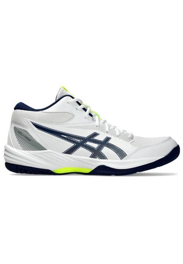 Buty siatkarskie męskie Asics Gel-task Mt 4. Zapięcie: sznurówki. Kolor: biały, wielokolorowy, niebieski. Materiał: materiał, syntetyk, tkanina. Szerokość cholewki: normalna