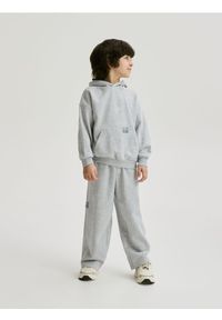 Reserved - Dzianinowy komplet oversize - jasnoszary. Kolor: szary. Materiał: dzianina #1