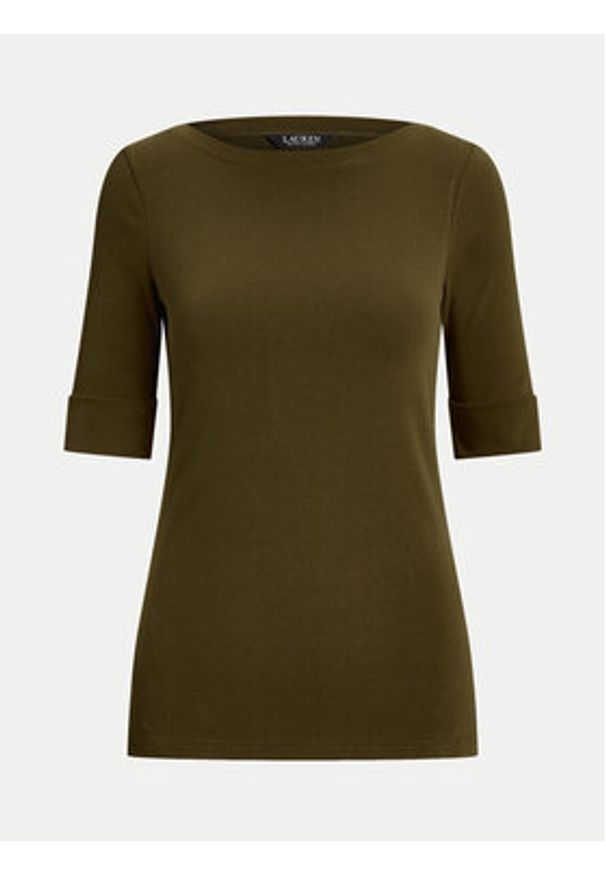 Lauren Ralph Lauren - LAUREN RALPH LAUREN Bluzka 200654963164 Khaki Slim Fit. Kolor: brązowy. Materiał: bawełna