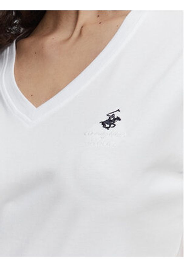 Beverly Hills Polo Club T-Shirt P-SS26W-TS516518 Biały Regular Fit. Typ kołnierza: polo. Kolor: biały. Materiał: bawełna