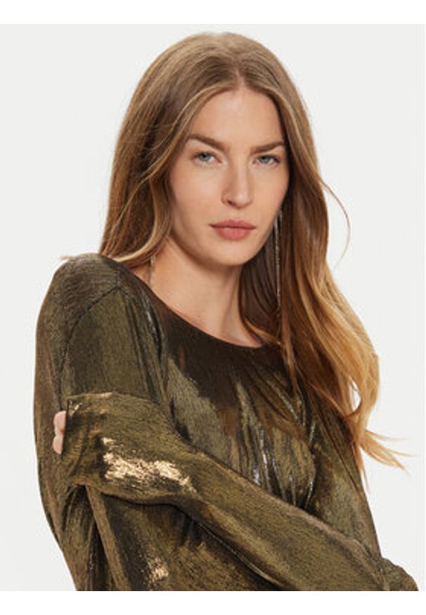 TwinSet - TWINSET Sukienka koktajlowa 242TT2360 Złoty Slim Fit. Kolor: złoty. Materiał: syntetyk. Styl: wizytowy