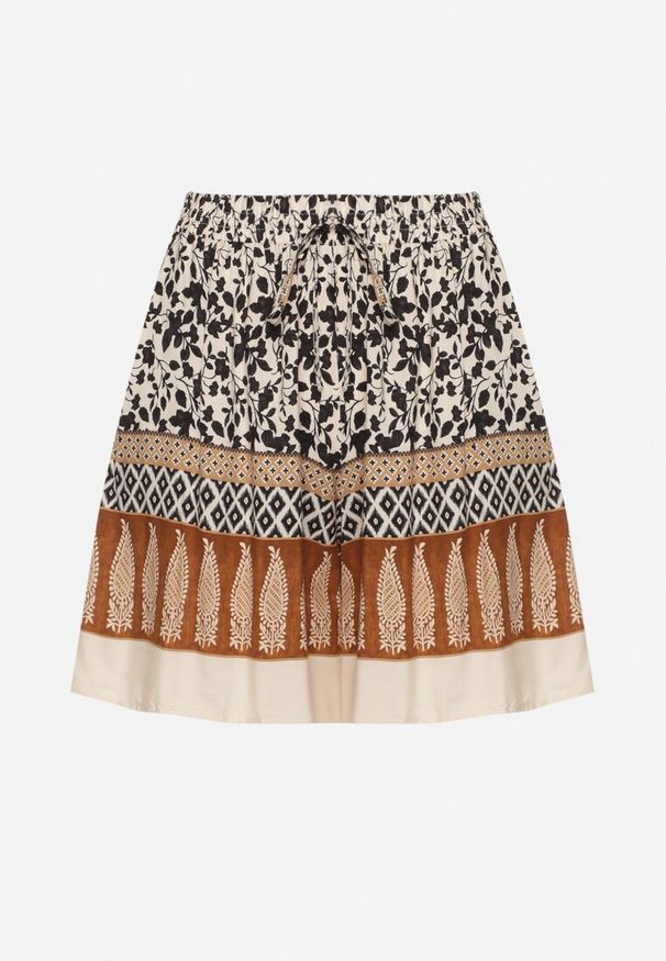 Born2be - Czarno-Beżowe Bawełniane Szorty z Wysokim Stanem w Kwiaty Kolessa. Okazja: na co dzień, na spacer. Stan: podwyższony. Kolor: czarny. Materiał: bawełna. Wzór: kwiaty. Sezon: lato. Styl: casual