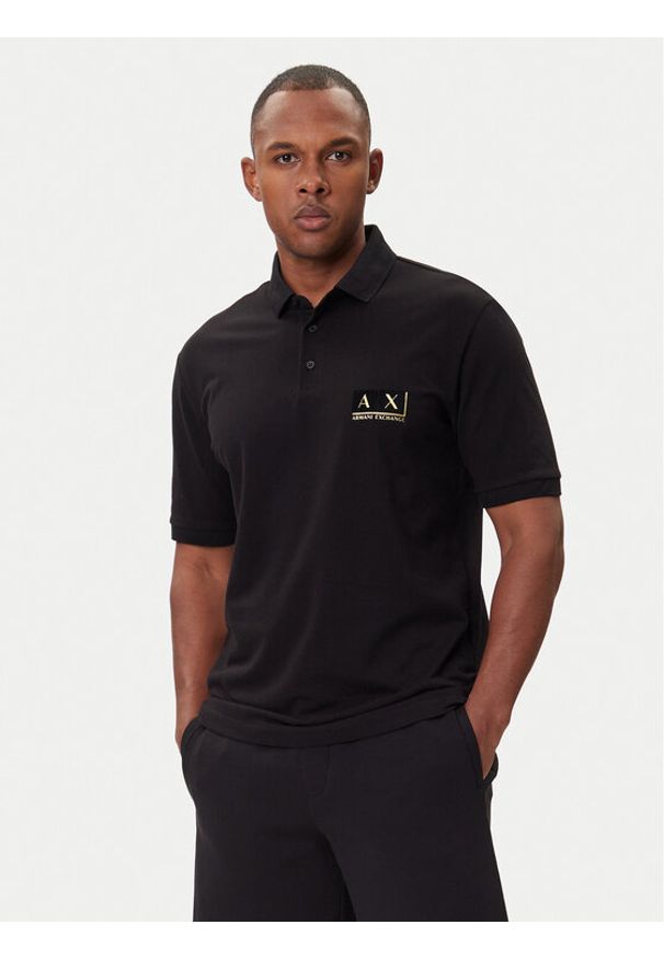 Armani Exchange Polo XM001885 AF13026 MC004 Czarny Regular Fit. Typ kołnierza: polo. Kolor: czarny. Materiał: bawełna
