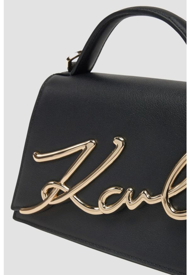 Karl Lagerfeld - KARL LAGERFELD Czarna mała skórzana torebka K/signature 2.0. Kolor: czarny. Materiał: skórzane. Rodzaj torebki: na ramię