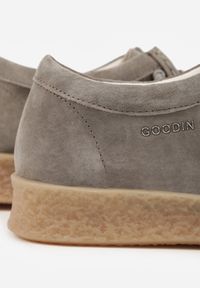 Born2be - Ciemnobeżowe Zamszowe Półbuty ze Skórzaną Wkładką i Ozdobnymi Przeszyciami Olenos. Okazja: na co dzień. Kolor: beżowy. Materiał: zamsz, skóra. Styl: casual #8