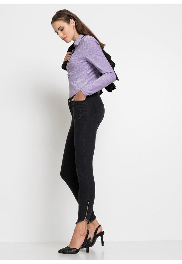 bonprix - Dżinsy Skinny, mid waist ze stretchem. Kolor: czarny