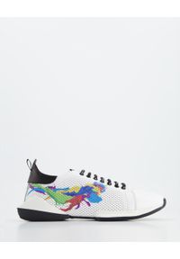 Venezia - SNEAKERSY Z NADRUKIEM G042301 WHITE. Materiał: skóra, syntetyk. Wzór: nadruk. Obcas: na obcasie. Wysokość obcasa: średni