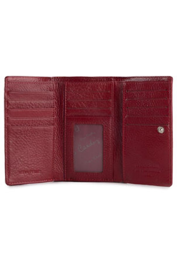 Pierre Cardin Duży Portfel Damski 05 LINE 108 Bordowy. Kolor: czerwony. Materiał: lakier, skóra