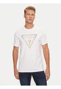 Guess T-Shirt M4BI35 J1314 Biały Slim Fit. Kolor: biały. Materiał: bawełna