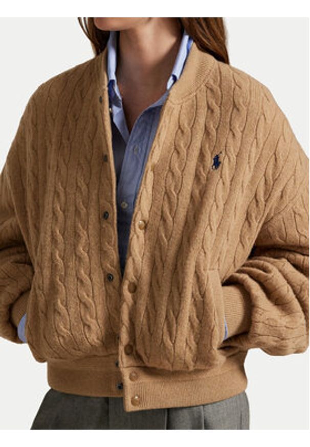 Polo Ralph Lauren Kurtka bomber 211966122002 Beżowy Relaxed Fit. Typ kołnierza: polo. Kolor: beżowy. Materiał: wełna