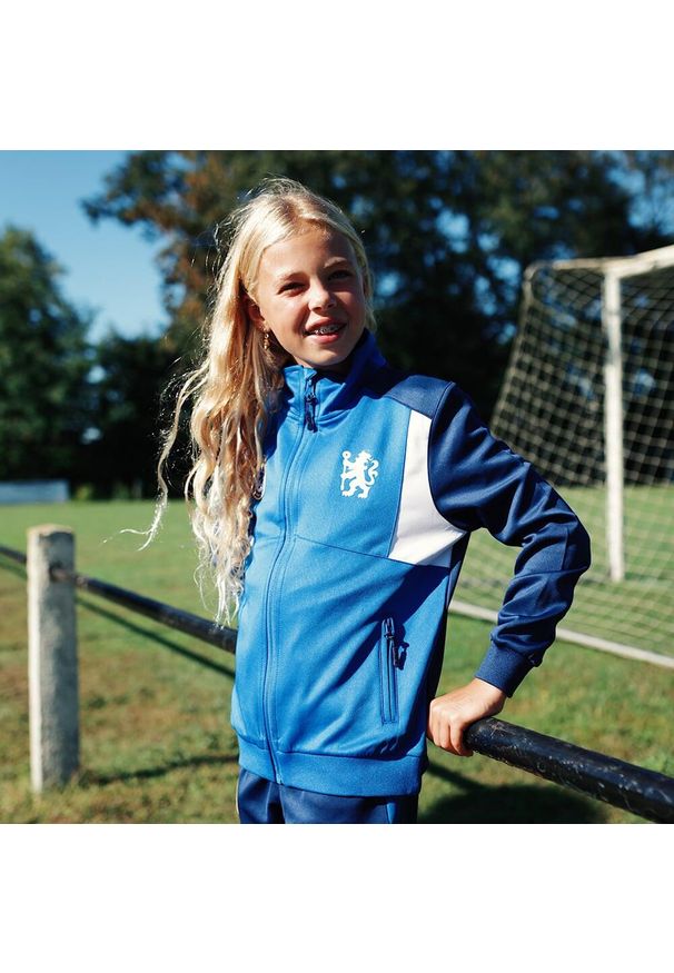 CHELSEA - Dres piłkarski dziecięcy Chelsea 23/24. Kolor: niebieski. Materiał: dresówka. Styl: sportowy