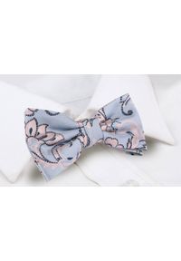 Mucha Męska z Poszetką - Chattier - Błękitna w Różowe Kwiaty. Kolor: niebieski. Wzór: kwiaty. Styl: elegancki, sportowy #4