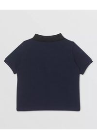 BURBERRY CHILDREN - Granatowa koszulka polo 0-2 lat. Okazja: na co dzień. Typ kołnierza: polo. Kolor: niebieski. Materiał: bawełna. Długość: długie. Wzór: aplikacja. Sezon: lato. Styl: klasyczny, casual