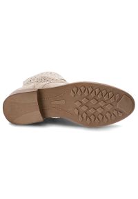 Beżowe Botki S.Barski Modne Obuwie Damskie. Kolor: beżowy. Materiał: materiał. Wzór: ażurowy. Styl: boho, klasyczny #6
