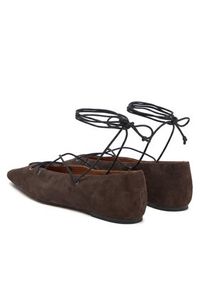 Lauren Ralph Lauren - LAUREN RALPH LAUREN Baleriny Suede Lace-Up Pointed Ballet Flat 818P15775001 Brązowy. Kolor: brązowy. Materiał: skóra, zamsz #6