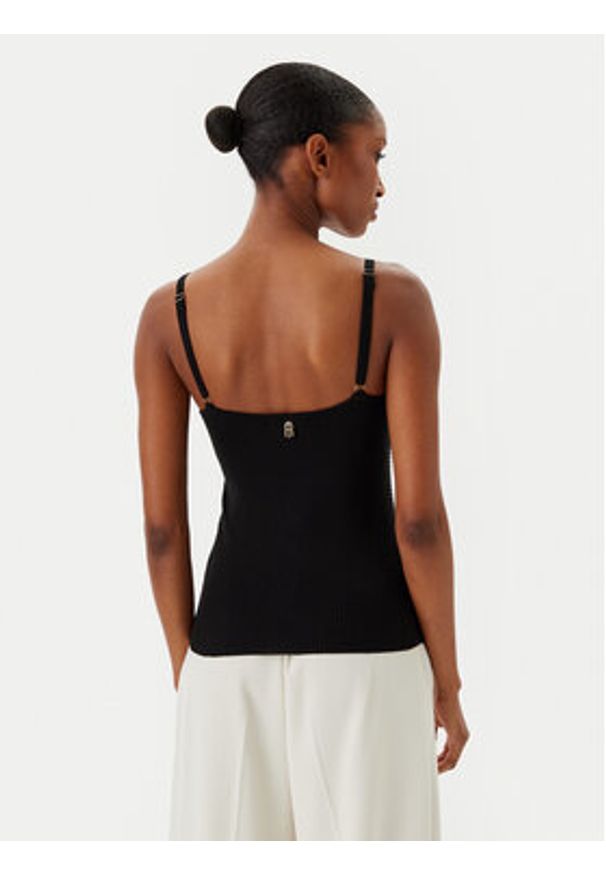Fracomina Top FR25ST4006K410J9 Czarny Slim Fit. Kolor: czarny. Materiał: wiskoza