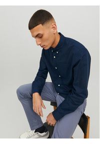 Jack & Jones - Jack&Jones Koszula 12182486 Granatowy Slim Fit. Kolor: niebieski. Materiał: bawełna