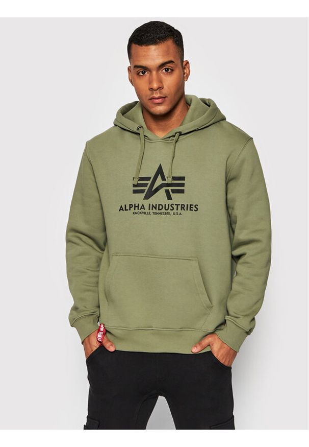 Alpha Industries Bluza Basic 178312 Zielony Regular Fit. Kolor: zielony. Materiał: bawełna