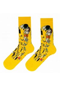His Story - Tematyczne Skarpetki Bawełniane - Żółte, Pocałunek, Romans. Kolor: żółty, złoty, wielokolorowy. Materiał: elastan, bawełna, poliamid #3