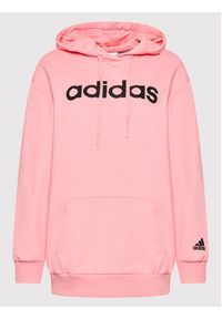 Adidas - adidas Bluza Linear Ov HD1754 Różowy Loose Fit. Kolor: różowy. Materiał: bawełna