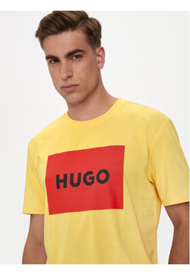 Hugo T-Shirt Dulive222 50467952 Żółty Regular Fit. Kolor: żółty. Materiał: bawełna