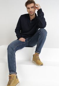Born2be - Granatowy Sweter Z Wełną Avoah. Kolekcja: plus size. Kolor: niebieski. Materiał: wełna. Długość: długie. Styl: klasyczny #3