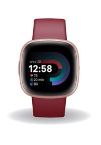 Zegarek sportowy Fitbit by Google Versa 4 bordowo-miedziany. Rodzaj zegarka: smartwatch. Kolor: brązowy, wielokolorowy, czerwony. Styl: sportowy