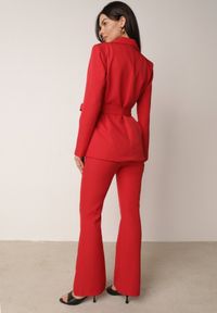 Born2be - Czerwony Komplet Garniturowy Marynarka z Wiązanym Paskiem i Spodnie Falloria. Kolor: czerwony #6