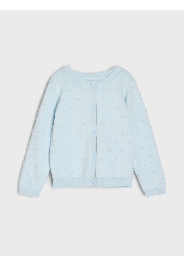 Sinsay - Rozpinany sweter z wypukłymi kuleczkami - błękitny. Kolor: niebieski