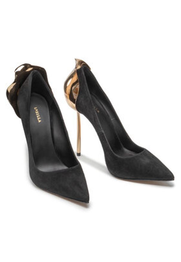 LE SILLA - Le Silla Szpilki Deco Petalo 3110M100G3PPVEL212 Czarny. Kolor: czarny. Materiał: skóra, welur. Obcas: na szpilce