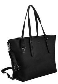 DAVID JONES - Shopper bag czarny David Jones CM6273 BLACK. Kolor: czarny. Materiał: skórzane. Styl: elegancki. Rodzaj torebki: na ramię #1