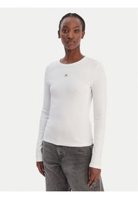 Calvin Klein Jeans Bluzka LV047E205G Biały Slim Fit. Kolor: biały. Materiał: bawełna #1