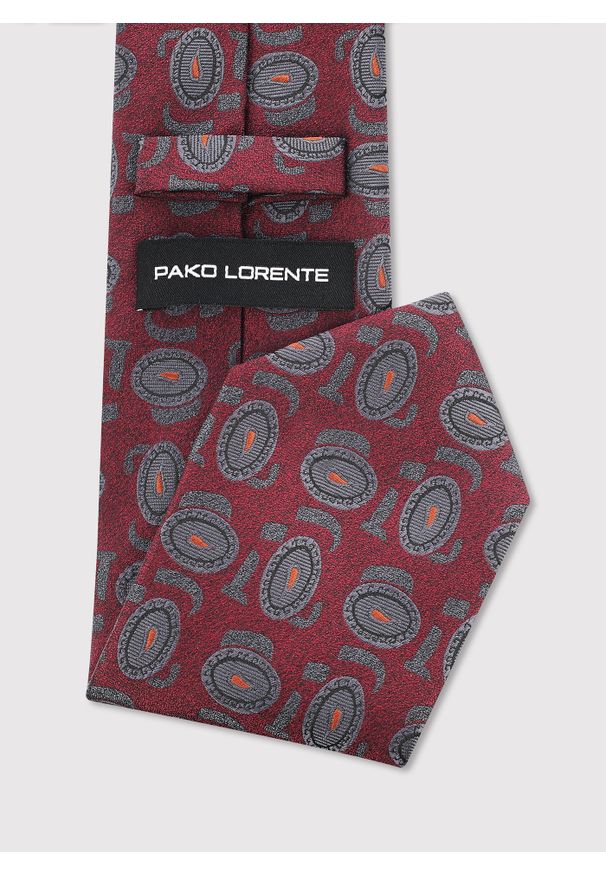 Pako Lorente - PAKO LORENTE – Bordowy krawat męski. Kolor: czerwony. Materiał: poliester
