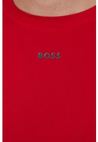 Boss Green t-shirt męski kolor czerwony wzorzysty. Kolor: czerwony. Materiał: materiał, dzianina. Długość rękawa: krótki rękaw. Długość: krótkie. Styl: klasyczny #2