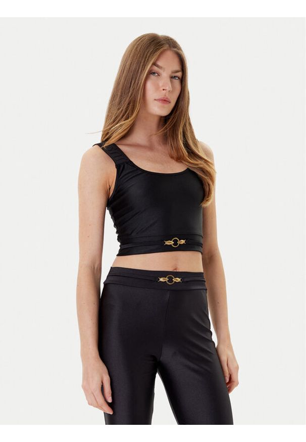 Just Cavalli Top 78PAM2A6 Czarny Slim Fit. Kolor: czarny. Materiał: syntetyk