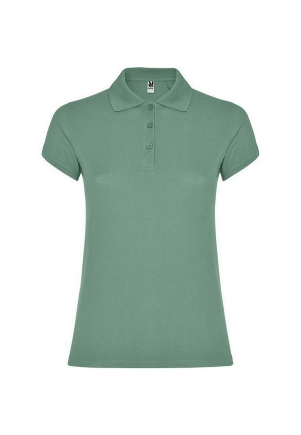 ROLY - Damska Koszulka Polo W Gwiazdki. Typ kołnierza: polo. Kolor: zielony