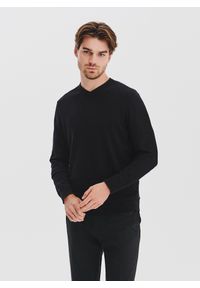 Pako Lorente - PAKO LORENTE - Czarny sweter męski v-neck. Kolor: czarny, niebieski. Materiał: bawełna. Sezon: jesień #6