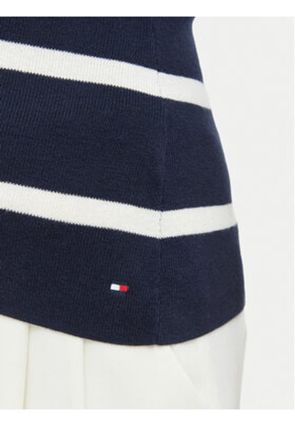 TOMMY HILFIGER - Tommy Hilfiger Top WW0WW48480 Granatowy Slim Fit. Kolor: niebieski. Materiał: bawełna