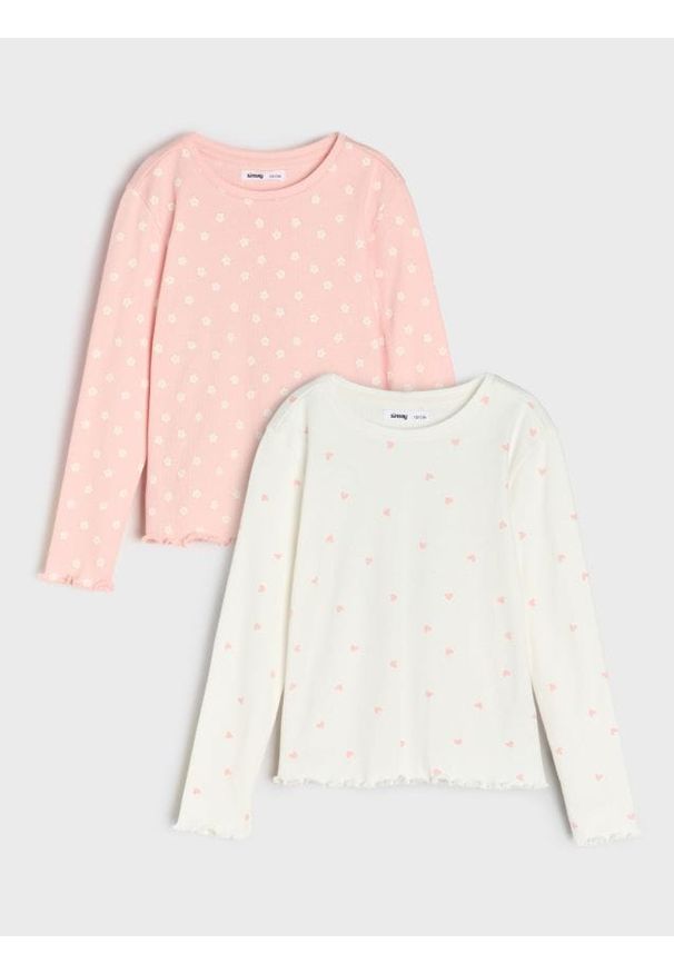 Sinsay - Prążkowana koszulka 2 pack - wielobarwny. Materiał: prążkowany