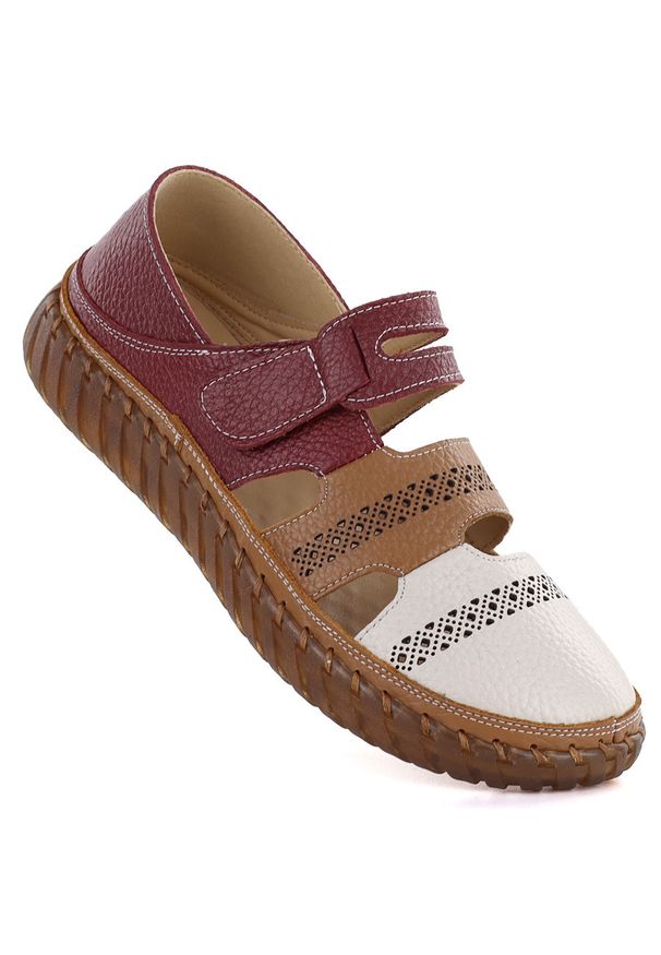 Skórzane półbuty na rzep komfortowe Artiker 58C1500. Zapięcie: rzepy. Materiał: skóra