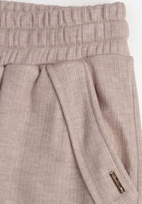 Renee - Beżowe Spodnie High Waist z Gumką i Troczkami w Pasie Rallena. Okazja: na co dzień. Stan: podwyższony. Kolor: beżowy. Styl: casual #4